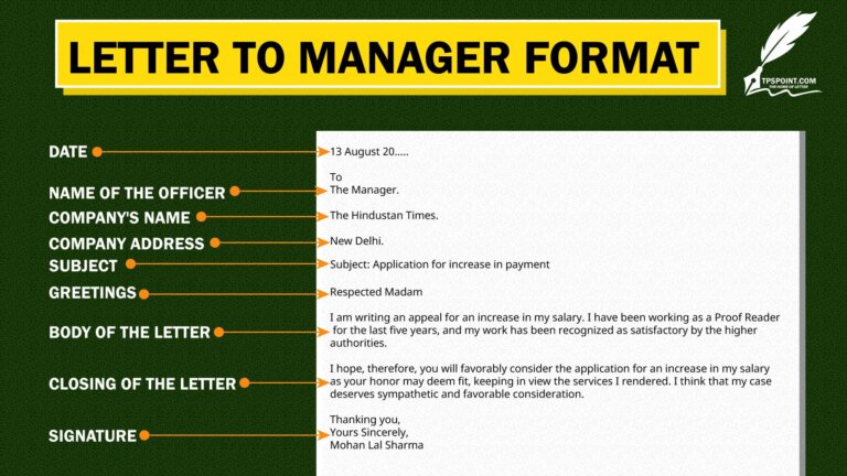 Letter to Manager Format