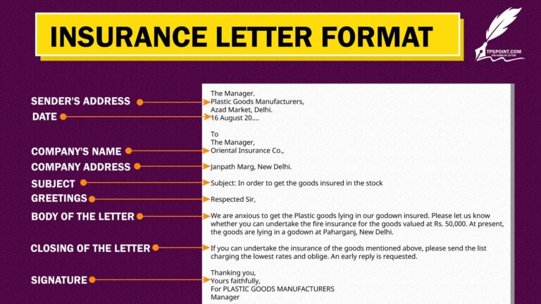 letter to the Insurance Company Samples