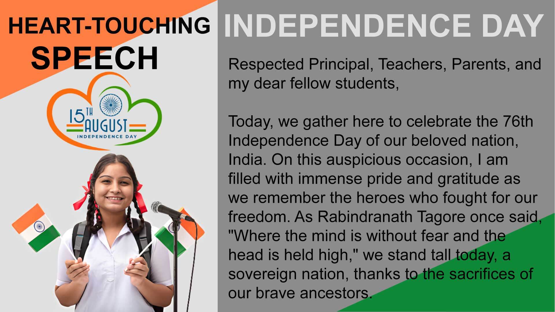 Heart-touching speech on independence day in English 2023